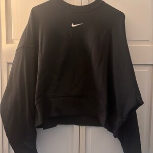 Nike Black Cropped Sweatshirt with White Swoosh